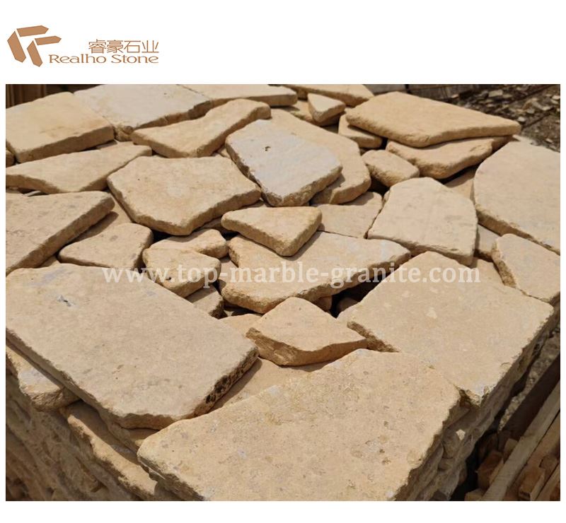 tumbled yellow limestone paving