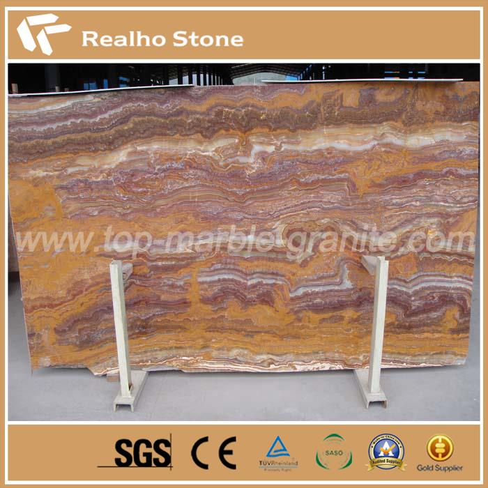 Dub Fossil Onyx Marble Pob zeb Slab rau TV Phab Ntsa Kho Kom Zoo Nkauj