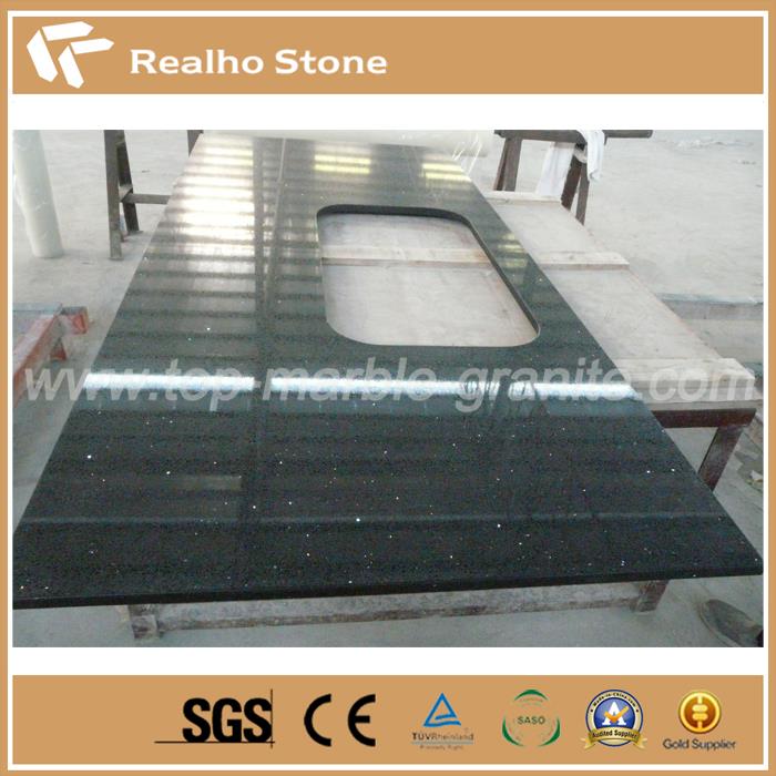 Polished Black Sparkle Grey Quartz Stone Countertop