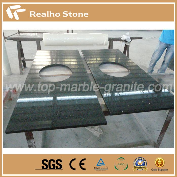 Polished Black Sparkle Grey Quartz Stone Countertop