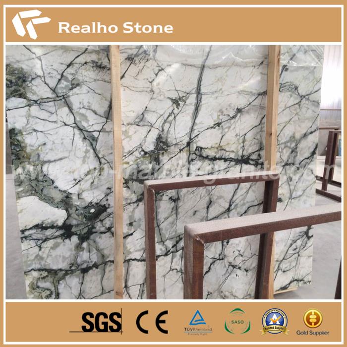 Loj Pob Zeb Slab Nqe Ziarat Dawb Nyab Marble Nrog Grey Thiab Ntsuab Ntoo Ntoo