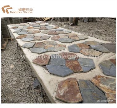 Ntuj Slate Pob Zeb Mosaic Pobzeb Paving Flooring