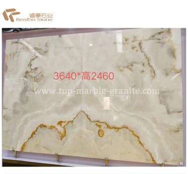 Phau Ntawv Sib Tw Onyx Pob Zeb Slab Rau Phab Ntsa TV Tom Qab Kho Kom Zoo Nkauj