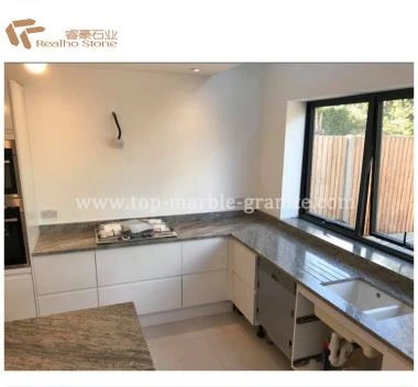 Kashmir Dawb Granite Countertop Nrog Chav Ua Noj
