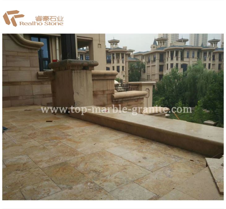 Tumbled Ivory Fabkis Cov Qauv Travertine Paver