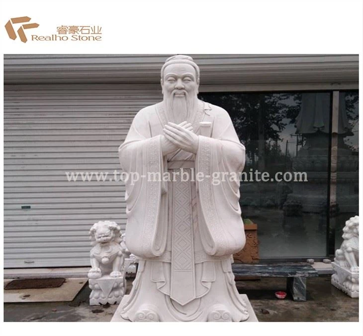 Pej thuam Marble Ntawm Tes Carved Confucius duab puab