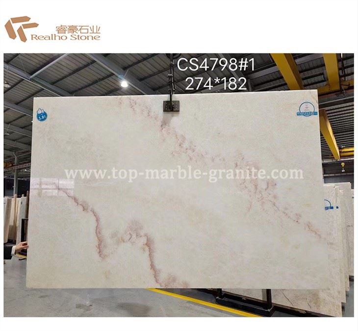 Ice Dawb Onyx Marble Pob Zeb Rau Sab Hauv Kho Kom Zoo Nkauj Thiab Countertop