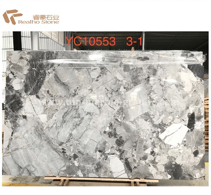 Panda Grey Marble Slab Polished Tsaus Xim av