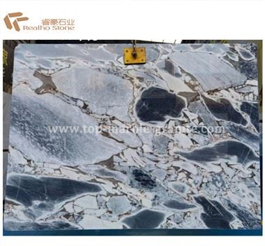 Xiav Marble Slab Rau Sab Hauv Tsev Kho Kom Zoo Nkauj