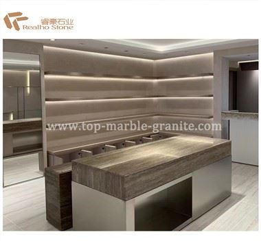 Iran Siver Grey Travertine Marble Countertop