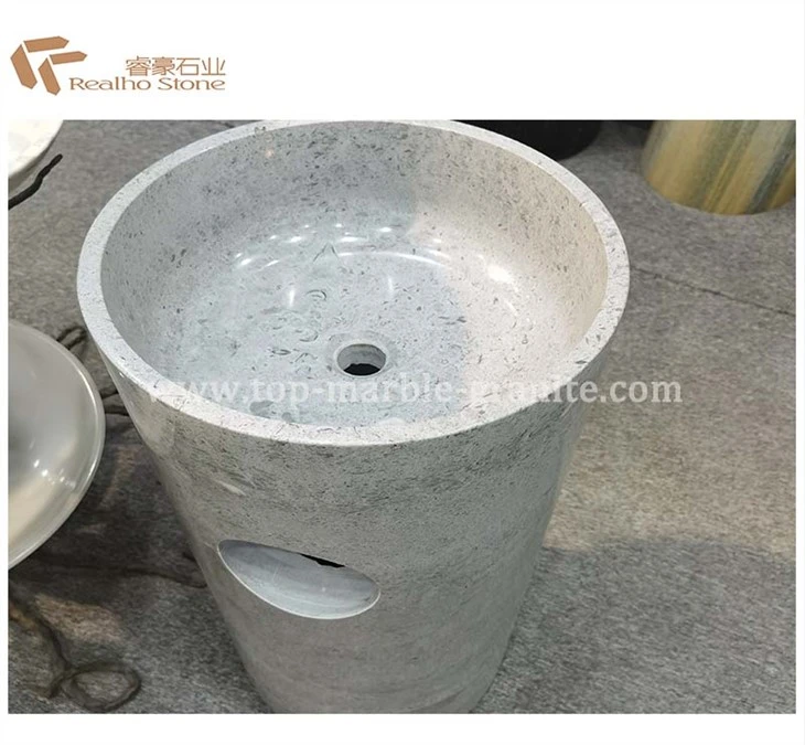 Marble Unique Pedestal Sinks Dawb sawv rau chav dej